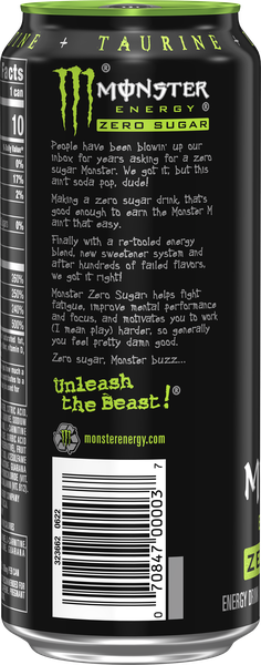 Monster Energy Zero Sugar, Sugar Free Energy Drink, 16 Fl Oz | Hy