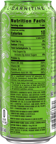 how much l-carnitine in 16 oz monster Save on Ultra Violet Energy Drink Order Online Delivery Monster Orange Dreamsicle Energy Drink