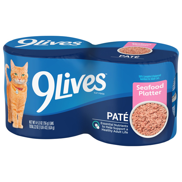 9Lives Paté Seafood Platter Wet Cat Food, 5.5 oz. Cans (Pack of 4
