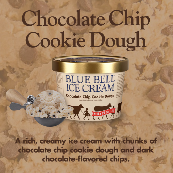 Blue Bell Chocolate Chip Cookie Dough Ice Cream Half Gallon, 64 fl