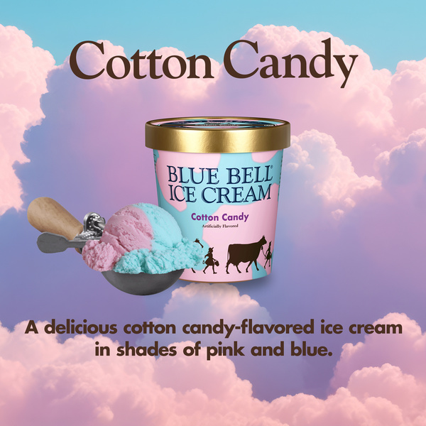 Blue Bell Cotton Candy Ice Cream Pint, 16 fl oz | Hy-Vee Aisles