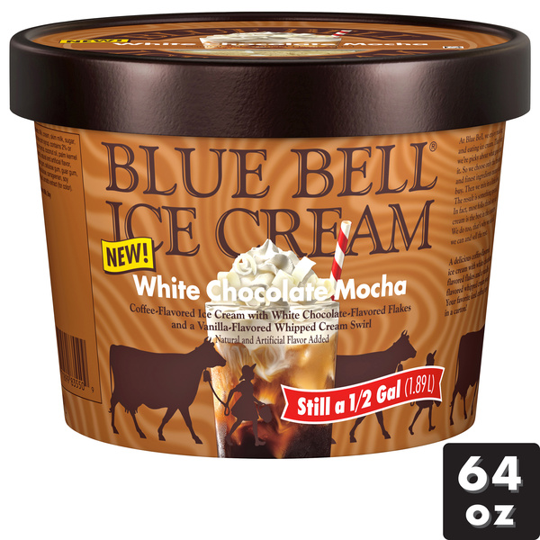 Blue Bell White Chocolate Mocha Ice Cream Half Gallon, 64 fl oz, image courtesy of Hy-Vee