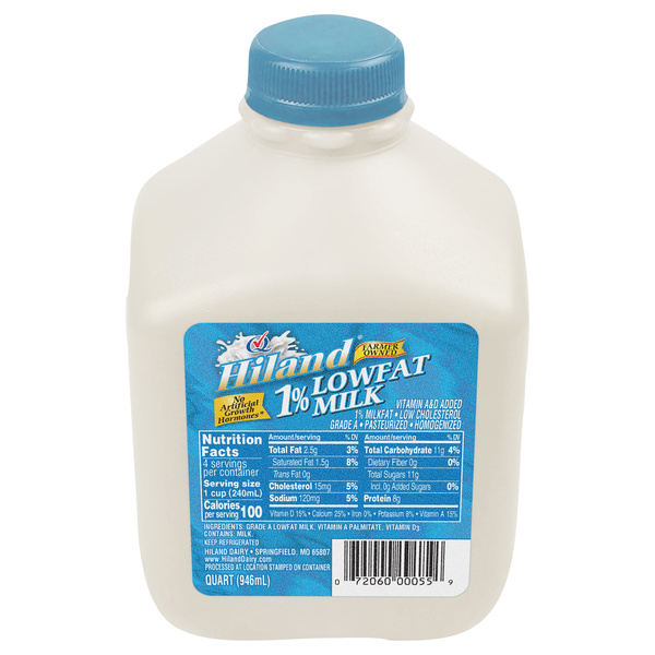Hiland 1% Milkfat, Low Fat Milk, Quart 32 Fl Oz | Hy-Vee Aisles
