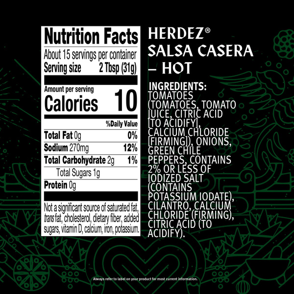 HERDEZ Salsa Casera Hot, 16 OZ | Hy-Vee Aisles Online Grocery Shopping
