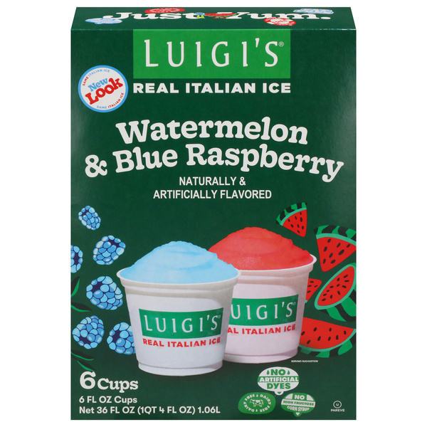 Luigi's Watermelon & Blue Raspberry Real Italian Ice 6 - 6 fl oz