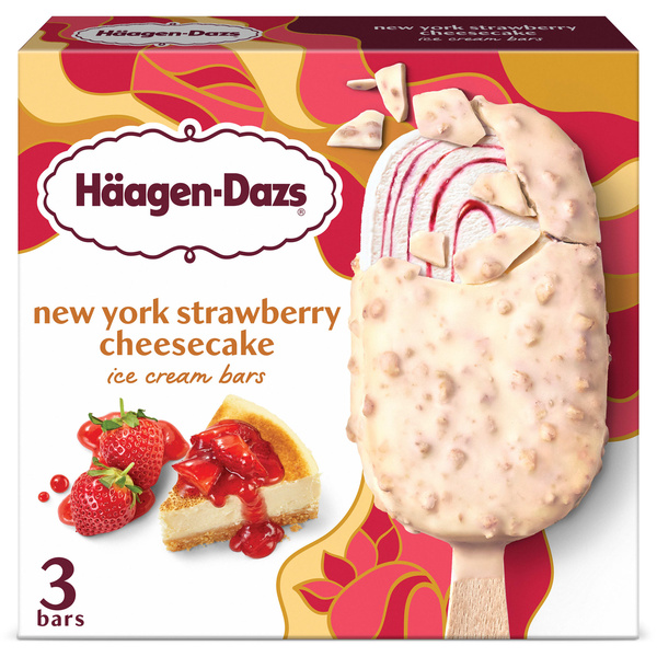 Haagen Dazs New York Strawberry Cheesecake Ice Cream Bars, 3 Count