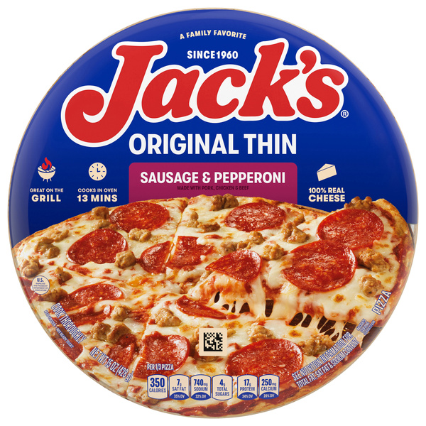 Jack's Original Thin Crust Sausage & Pepperoni Frozen Pizza | Hy