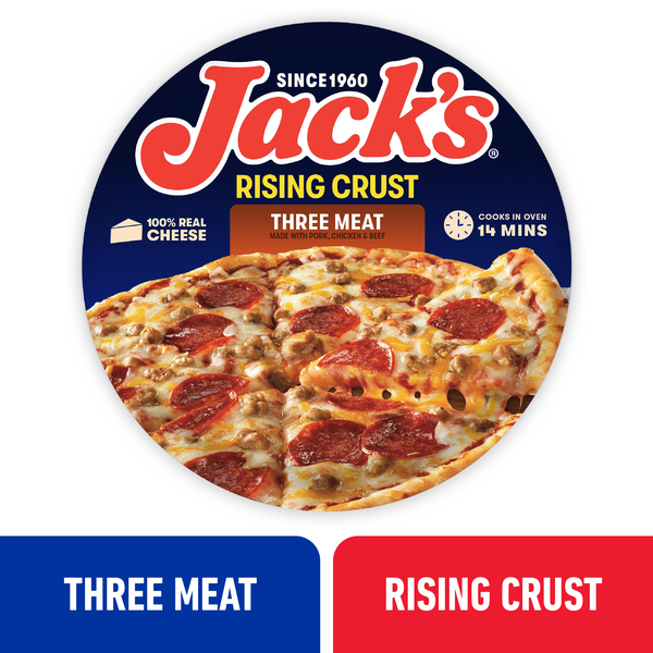 Jack's Rising Crust Three Meat Pizza, Rising Crust Pizza, Frozen