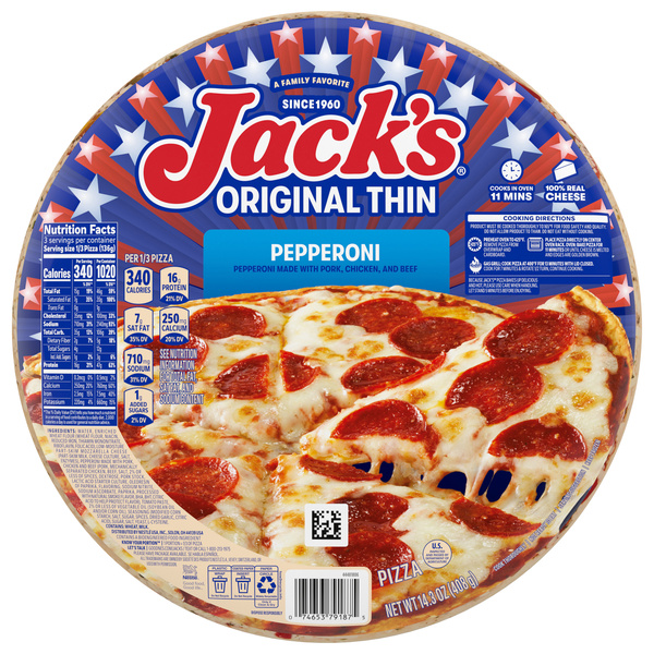 Jack's Pepperoni Pizza, Thin Crust Frozen Pizza for Grilling