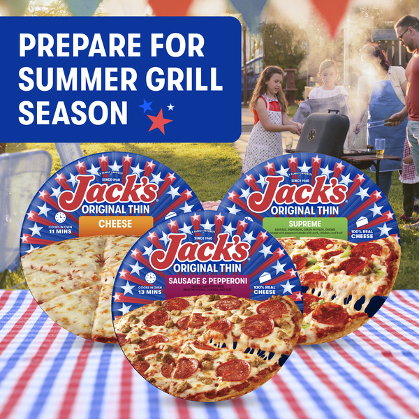 Jack's Pepperoni Pizza, Thin Crust Frozen Pizza for Grilling