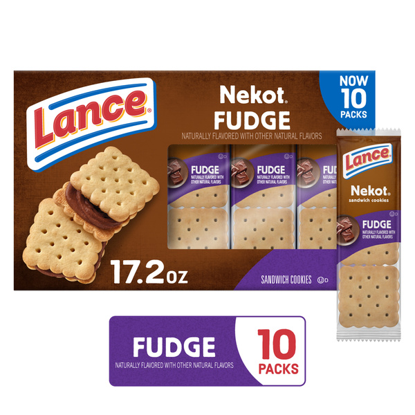 Lance Sandwich Cookies, Nekot Fudge, 10 Individually Wrapped Packs