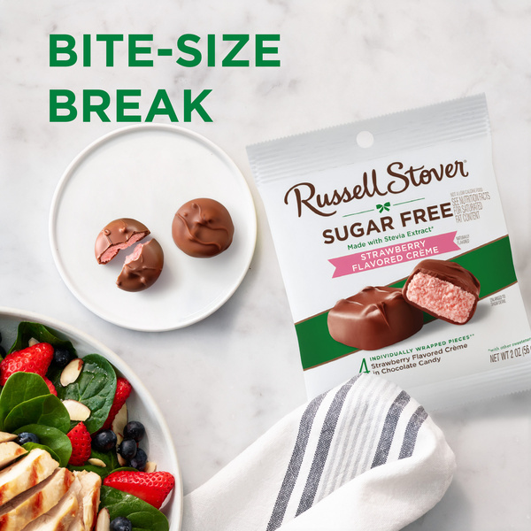 RUSSELL STOVER Sugar Free Strawberry Flavored Crème Candy, 2 oz