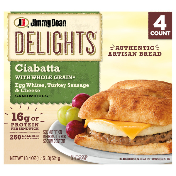 Jimmy Dean Delights Turkey Sausage, Egg White and Cheese Ciabatta