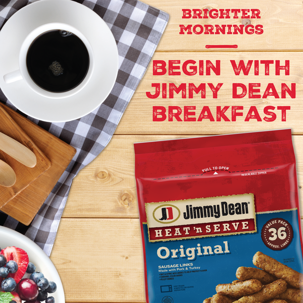 Jimmy Dean Heat 'N Serve Original Pork Breakfast Sausage Links, 36