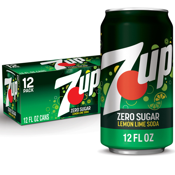 7UP Zero Sugar Lime Lemon Soda, 12 fl oz cans, 12 pack | Hy-Vee