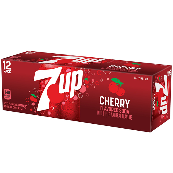 7UP Cherry Flavored Soda, 12 fl oz cans, 12 pack | Hy-Vee Aisles
