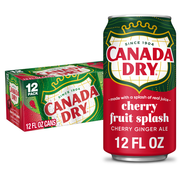 Canada Dry Fruit Splash Cherry Ginger Ale Soda, 12 fl oz cans, 12