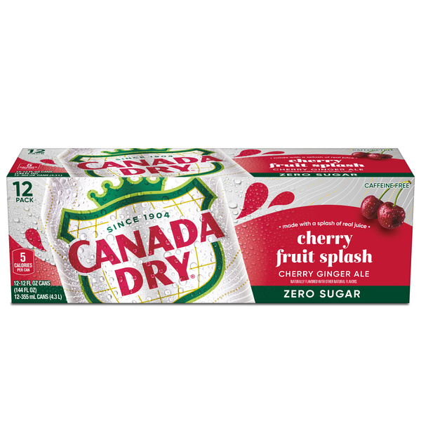 Canada Dry Fruit Splash Cherry Ginger Ale Zero Sugar Soda, 12 fl