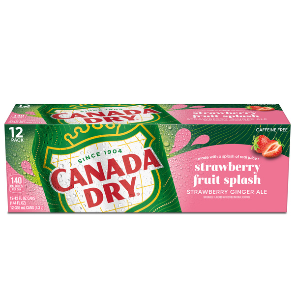 Canada Dry Fruit Splash Strawberry Ginger Ale Soda, 12 fl oz cans