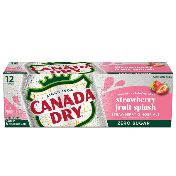 Canada Dry Fruit Splash Strawberry Ginger Ale Zero Sugar Soda, 12
