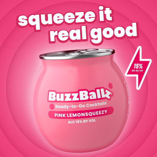 BuzzBallz Pink Lemonsqueezy Wine Cocktail, 187ml, 30 Proof (15