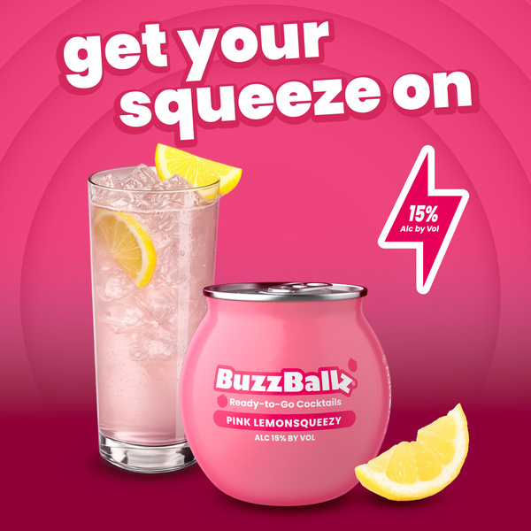 BuzzBallz Pink Lemonsqueezy Wine Cocktail, 187ml, 30 Proof (15