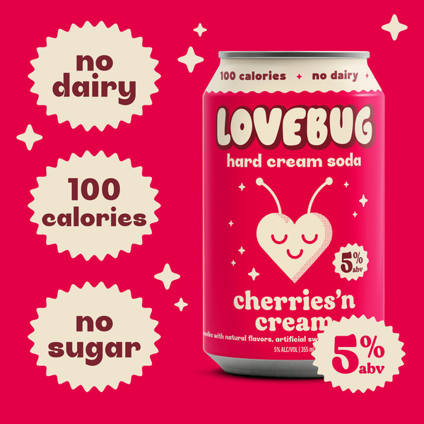 Lovebug Cherries N Cream Cocktails, 12fl oz Can, 10 Proof (5% ABV