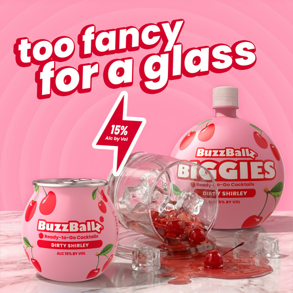 BuzzBallz Dirty Shirley Chillers, 187ml, 30 Proof (15% ABV) | Hy