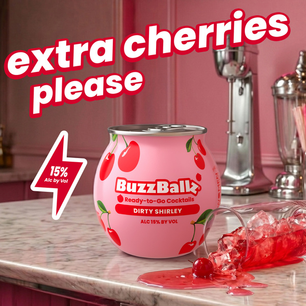 BuzzBallz Dirty Shirley Chillers, 187ml, 30 Proof (15% ABV) | Hy