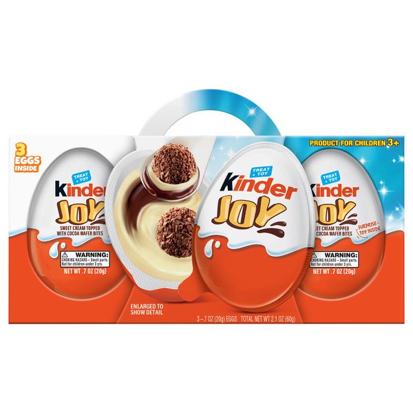 Kinder Joy Treat + Toy Sweet Cream Topped With Cocoa Wafer Bites 3
