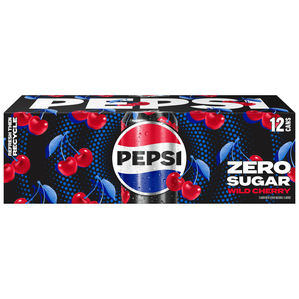 Pepsi Cola Wild Cherry Zero Sugar Soda 12 oz 12 pk | Hy-Vee Aisles