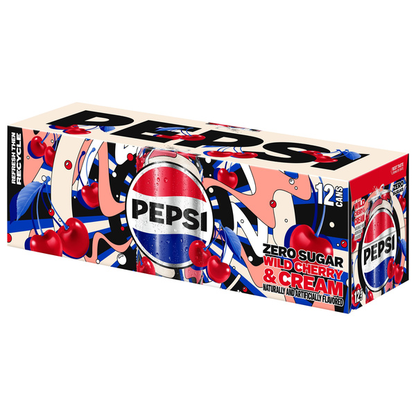 Pepsi Zero Sugar Soda Wild Cherry & Cream 12 Fl Oz, 12 Count | Hy