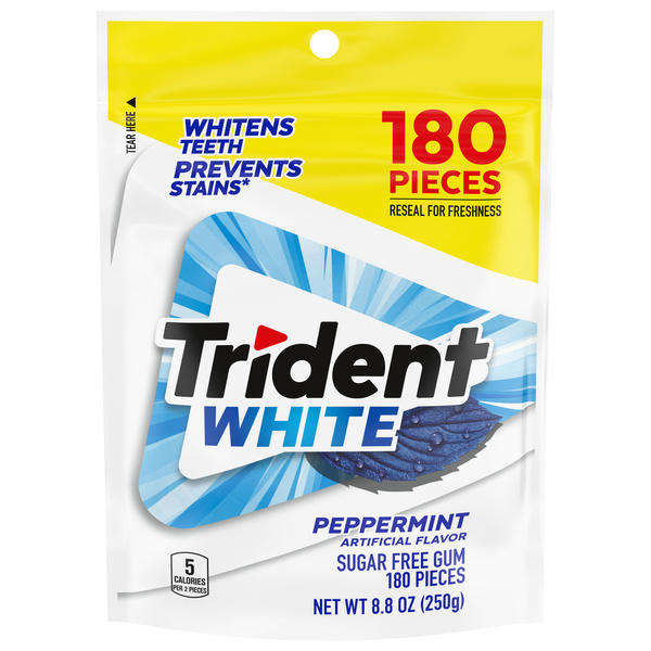 Trident White Gum, Sugar Free, Peppermint, 180 Pieces | Hy-Vee