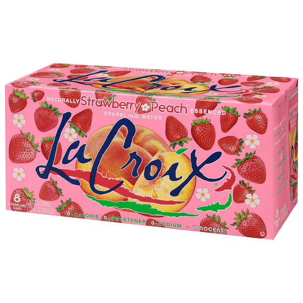 LaCroix Strawberry Peach Sparkling Water 8 - 12 fl oz Cans | Hy