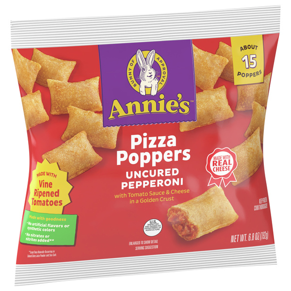 Annie's Frozen Pizza Poppers, Uncured Pepperoni, Snacks, 6.8 oz, 15 ct, image courtesy of Hy-Vee