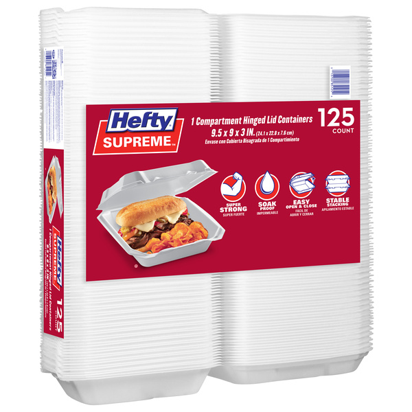 Hefty Supreme 1 Compartment Hinged Lid Containers 125 ea | Hy-Vee