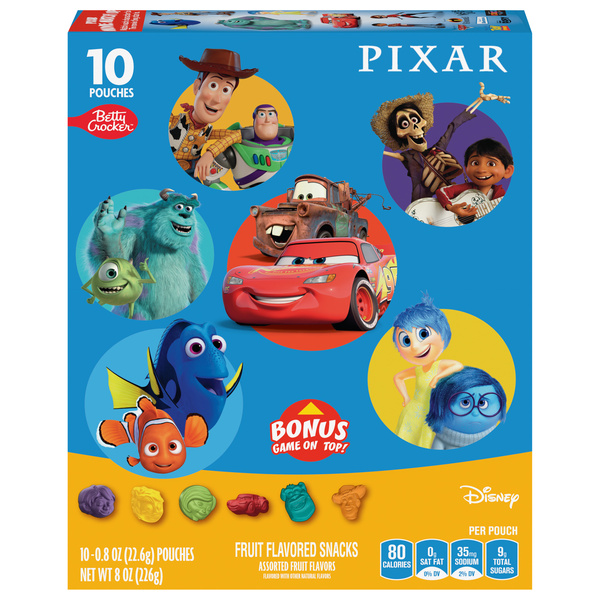 Betty Crocker Pixar Assorted Fruit Flavored Snacks, 10-0.8 oz