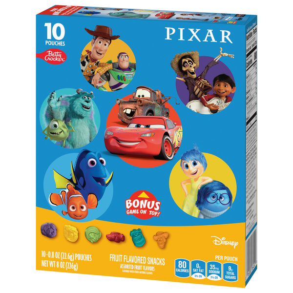 Betty Crocker Pixar Assorted Fruit Flavored Snacks, 10-0.8 oz