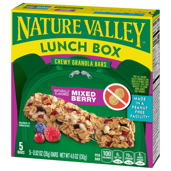 Nature Valley Lunch Box Chewy Granola Bars, Mixed Berry, 5-0.92 oz