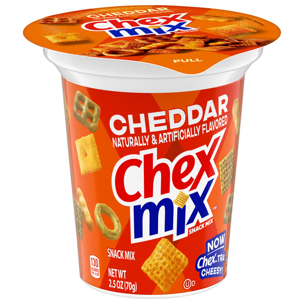 ちーちゃん　CBX2g Chex Mix Cheddar Flavored Snack Mix, Snack Cup, 2.5 oz | Hy-Vee