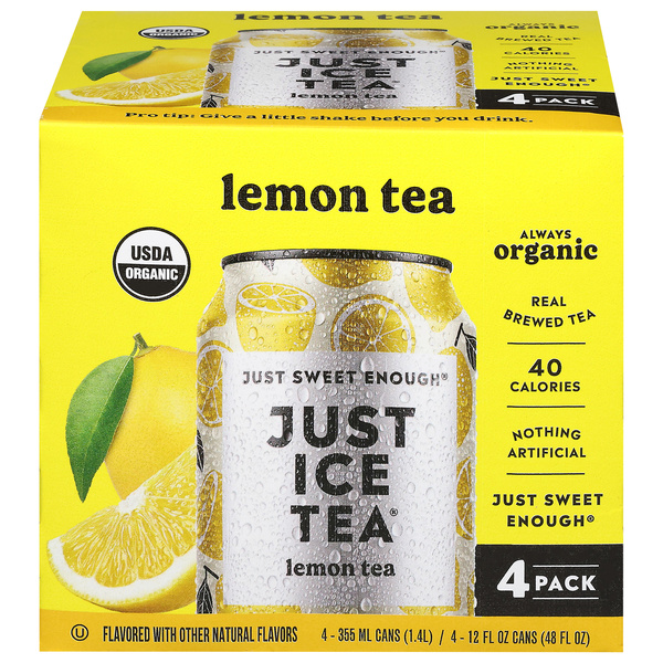 Just Ice Tea Lemon Tea 4 - 12 fl oz Cans | Hy-Vee Aisles Online