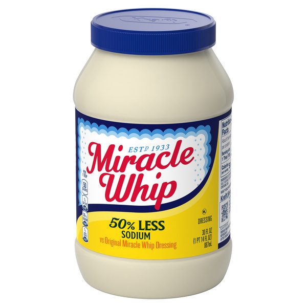 miracle whip dressing Homemade Recipe Miracle Whip has 64% less fat than mayonnaise and is also low in saturated fat and free of trans fat which can help you and your family in maintaining a healthier lifestyle Dressing | Miracle Whip |