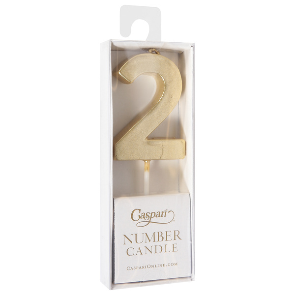 Caspari Gold 2 Number Candle 1 ea, image courtesy of Hy-Vee