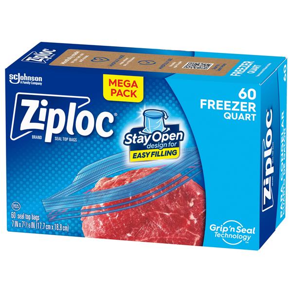 Ziploc Quart Freezer Seal Top Bags Mega Pack 60 Bags | Hy-Vee