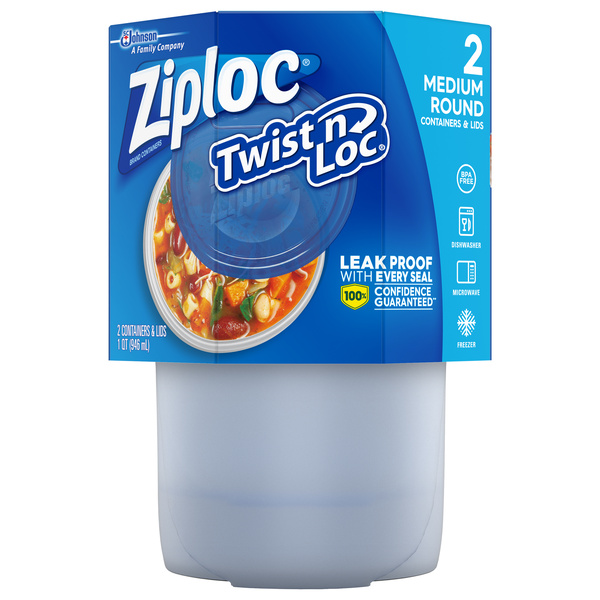 Ziploc 32oz Twist n Loc Medium Round Containers & Lids 2Ct | Hy