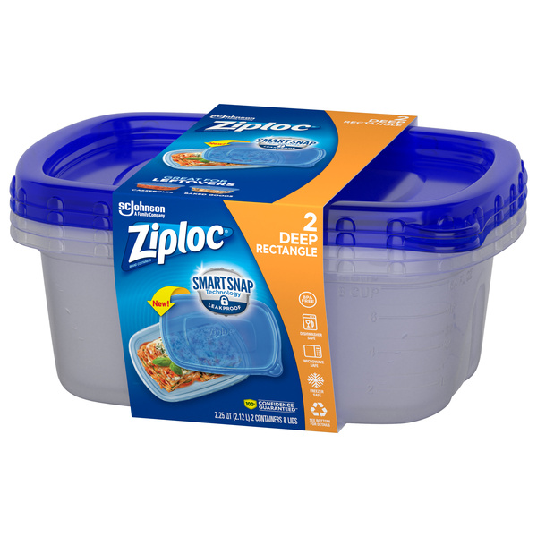 Ziploc 9Cup Large Rectangle Containers & Lids 2Ct | Hy-Vee Aisles
