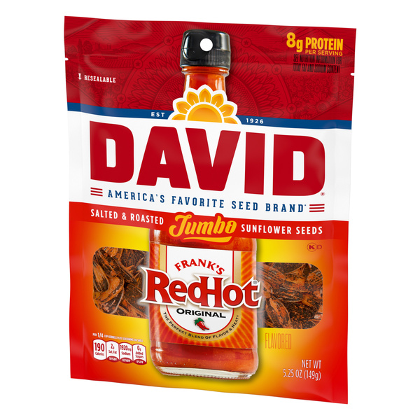 DAVID Jumbo Sunflower Seeds, Frank's RedHot Flavor, 5.25 oz. | Hy
