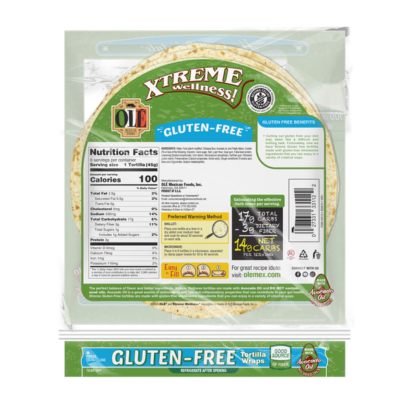 Ole Xtreme Wellness Gluten Free Tortilla Wraps, 6Ct | Hy-Vee
