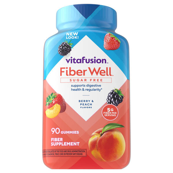 VitaFusion Fiber Well Sugar Free Gummies Peach, Strawberry & Berry