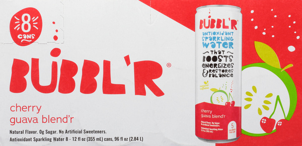 Bubbl'r Cherry Guava Blend'r Antioxidant Sparkling Water 8 Pack